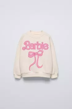 Блестящая толстовка mattel barbie ZARA, экрю
