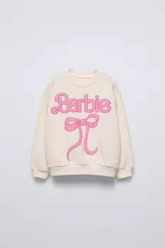 Блестящая толстовка mattel barbie ZARA, экрю