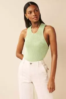 Блестящая трикотажная футболка без рукавов в стиле боксера Next, зеленый