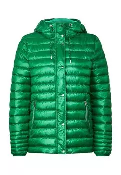 Блестящая женская стеганая куртка с капюшоном Street One, цвет Arty Green