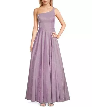 Блестящее бальное платье на одно плечо City Vibe, фиолетовый