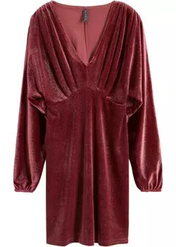 Блестящее бархатное платье с глубоким v-образным вырезом Rainbow, красный