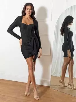 Блестящее мини-платье Chi Chi London, черный