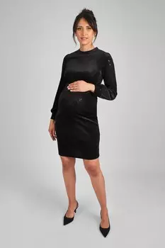 Блестящее мини платье для беременных Jojo Maman Bb, черный