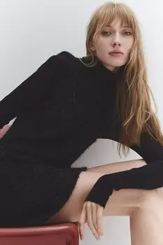 Блестящее мини платье H&M, черный