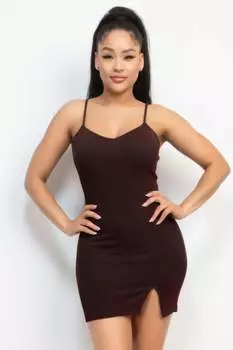 Блестящее облегающее платье с разрезом FASHNZFAB, черный/красный