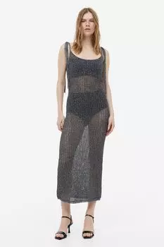 Блестящее платье из трикотажа с пуантелями H&M, темно-серый