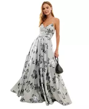 Блестящее платье на шнуровке с цветочным принтом для юниоров, созданное для macy's City Studios, мульти