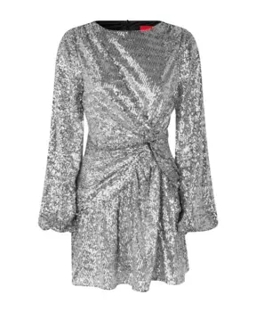 Блестящее платье со сборками Cras, серый