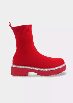 Блестящие эластичные ботинки на массивных носках Love Lemonade, красный