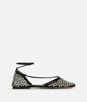 Блестящие эластичные сандалии на плоской подошве со шнуровкой Bottega Veneta