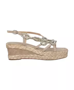 Блестящие босоножки на танкетке с квадратным носком Alma En Pena, бежевый