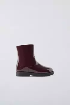 Блестящие ботинки ZARA, бордово-красный