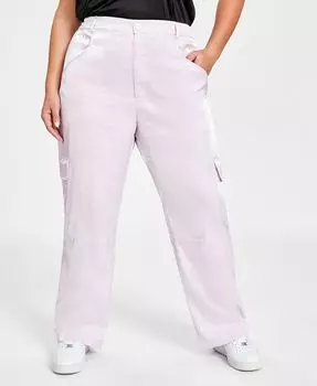 Блестящие брюки-карго с высокой посадкой больших размеров Bar III, розовый