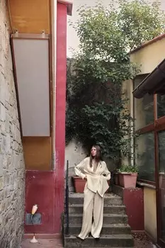 Блестящие брюки с эффектом матчи ZARA, песочный