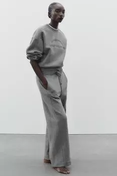 Блестящие брюки ZARA, серый