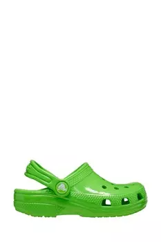 Блестящие детские сабо Crocs, зеленый