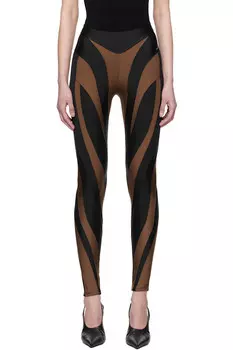Блестящие лайкровые леггинсы Mugler, мультиколор