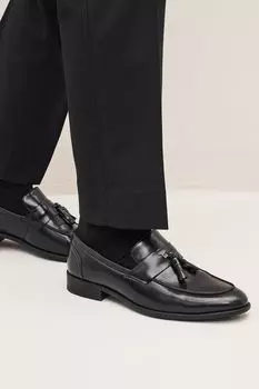 Блестящие лоферы с бахромой Next, черный