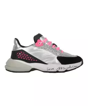 Блестящие низкие кеды с цветными шнурками Love Moschino, мультиколор