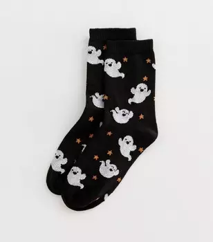Блестящие носки Black Ghost Halloween New Look, черный