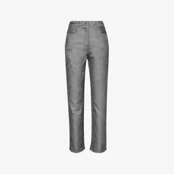 Блестящие прямые тканые брюки Amy Lynn, серебряный