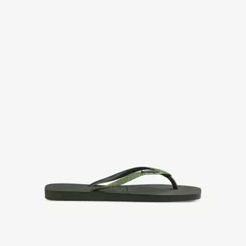Блестящие резиновые шлепанцы с квадратным носком Havaianas, зеленый