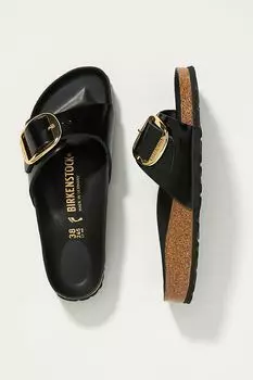 Блестящие сандалии Birkenstock Madrid с большой пряжкой, черный