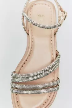Блестящие сандалии ZARA, экрю белый
