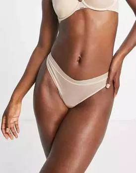Блестящие стринги DKNY Intimates бежевого цвета