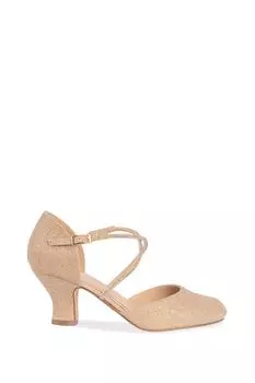 Блестящие туфли-лодочки на низком каблуке с перекрестным ремешком 'Regin' Paradox London, золото