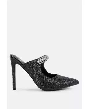 Блестящие туфли-лодочки на шпильке с украшениями из стразов Twinklet London Rag, черный
