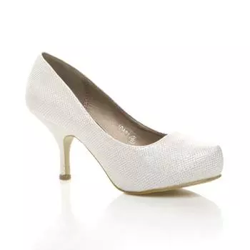 Блестящие туфли-лодочки на высоком каблуке AJVANI, белый