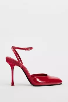 Блестящие туфли на каблуке ZARA, красный (Размер 35 RU)