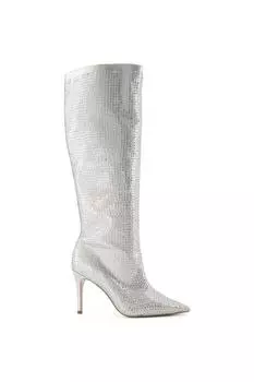 «Блестящие» замшевые сапоги до колена Dune London, серебро