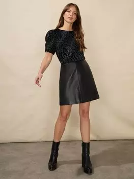 Блестящий бархатный топ Ro&Zo, черный