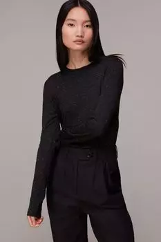 Блестящий черный свитер Annie с круглым вырезом Whistles, черный