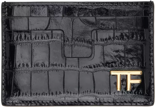 Блестящий держатель для карт TF с тиснением под крокодила TOM FORD