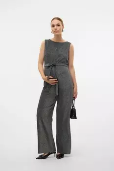 Блестящий комбинезон для беременных без рукавов с поясом Mamalicious, черный