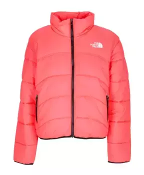 Блестящий коралловый пуховик The North Face, красный