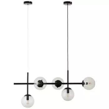 Блестящий подвесной светильник «Ариол», 5 лампочек, лампа Е14 | без лампочки, с затемненным стеклом, ширина 93 см, Е14, с возможностью укорочения, металл, черный Brilliant