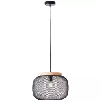 Блестящий подвесной светильник "Giada", 1 лампочка, лампа E27 | без лампочки, подвесной светильник, 40 см, E27, укорачиваемый, металл/дерево, черный/коричневый Brilliant 40 см, цвет schwarz/holz