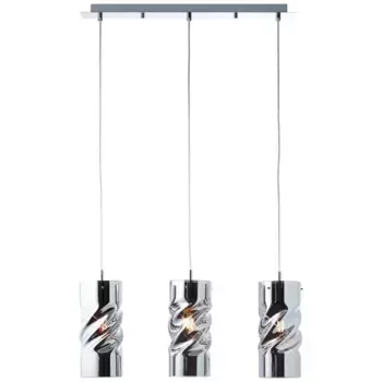 Блестящий подвесной светильник "Кучерявый", 3 лампочки, лампочка Е27 | без лампы, подвесной светильник, 3 лампы, хром Brilliant Высота: 130 см, цвет chrom