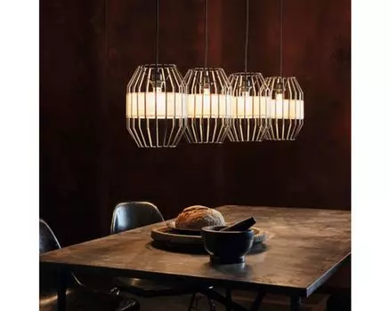 Блестящий | Подвесной светильник Slope, 4 лампы, черный/натуральный | 4x A60, E27, 52 Вт, подходят для обычных ламп (в комплект не входят) BRILLIANT