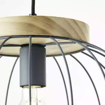 Блестящий подвесной светильник "Sorana", 1 лампочка, лампа E27 | без лампочки, высота 130 см, 35,5 см, E27, можно укорачивать, металл/дерево, бирюзовый Brilliant 35,5 см, Высота: 130 см, бирюзовый