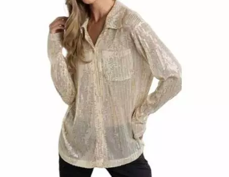 Блестящий полупрозрачный топ на пуговицах в золотом цвете Kiwi