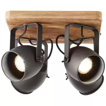 Блестящий потолочный точечный светильник "Crowton", 4 лампочки, лампа GU10 | без лампы, точечная пластина 4-свет. Карбон черный/дерево Brilliant Высота: 21 см, цвет kohlenschwarz/holz