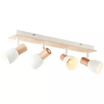 Блестящий потолочный точечный светильник "Daintree", 4 лампочки, лампа E14 | без лампочки, ширина 58 см, Е14, металл/дерево, белый/натуральный Brilliant Высота: 16,5 см, белый