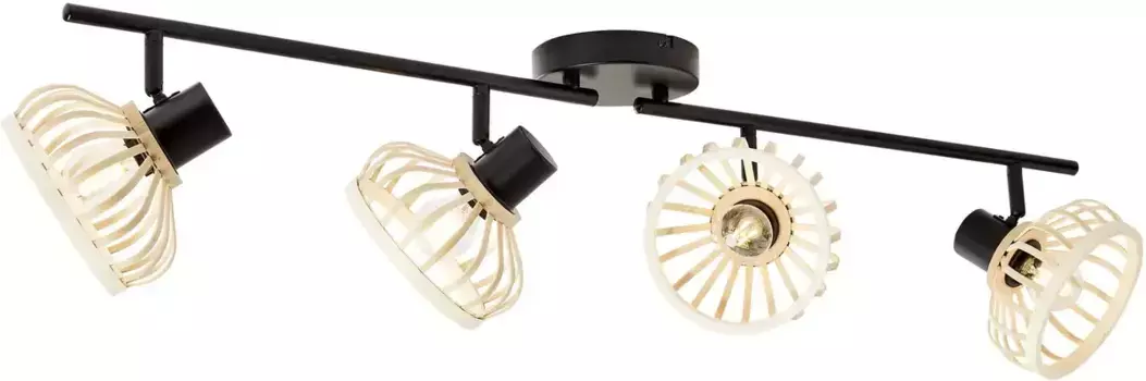 Блестящий потолочный точечный светильник "Нора", 4 лампочки, лампа Е14 | без лампы, 4 пламени, бамбук, поворотный -Nature Style- ширина 91см - цоколь E14 Brilliant Высота: 22 см, черный