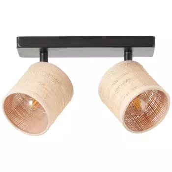 Блестящий потолочный точечный светильник "Raffy", 2 лампочки, лампа E14 | без лампочки, Ш 26 см, 2 x E14, поворотный, оттенок морских водорослей, натуральный/черный Brilliant Высота: 18,00 см., черный